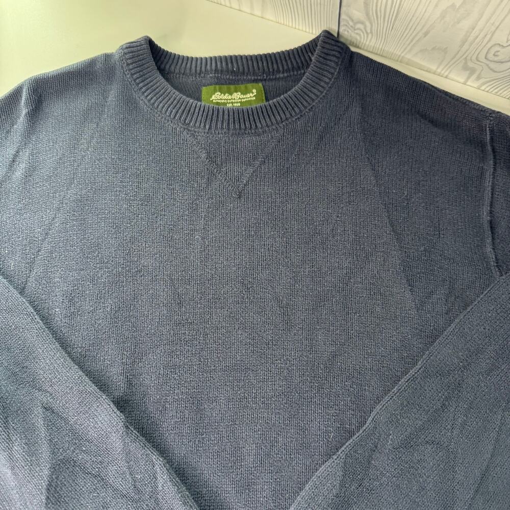 VTG 90's Eddie Bauer Sweater Men Med Navy Cotton Chunky Knit  Hong Kong